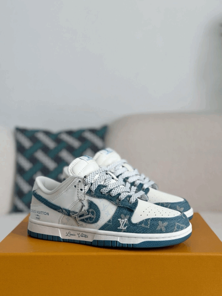 Nike Air Jordan 1 x LV Blue Monogram Denim Edition (Dunk Low Custom)