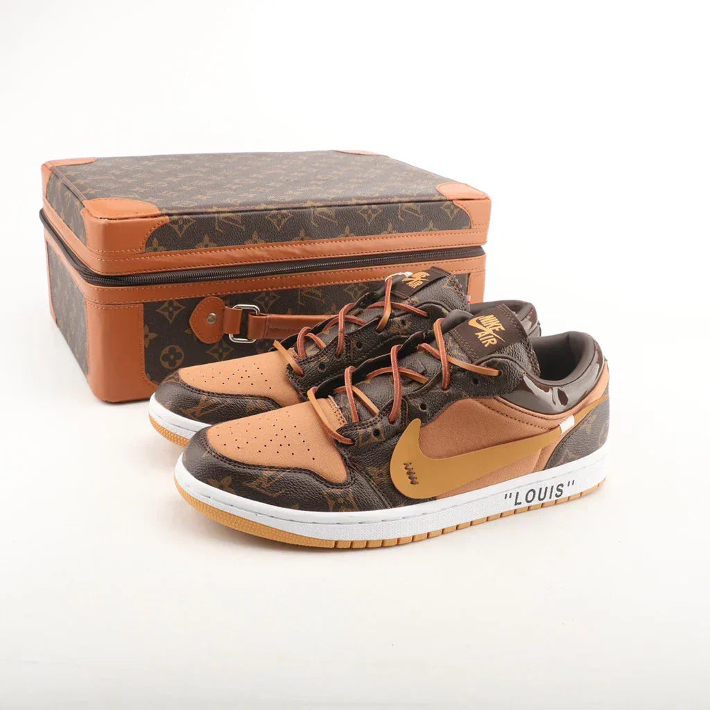 Nike Air Jordan 1 x LV Low Custom – Brown/Gold Monogram