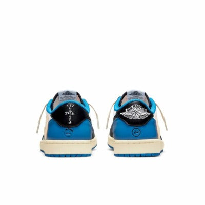 Fragment Design x Travis Scott x Air Jordan 1 Retro Low ‘Sail Black Military Blue’