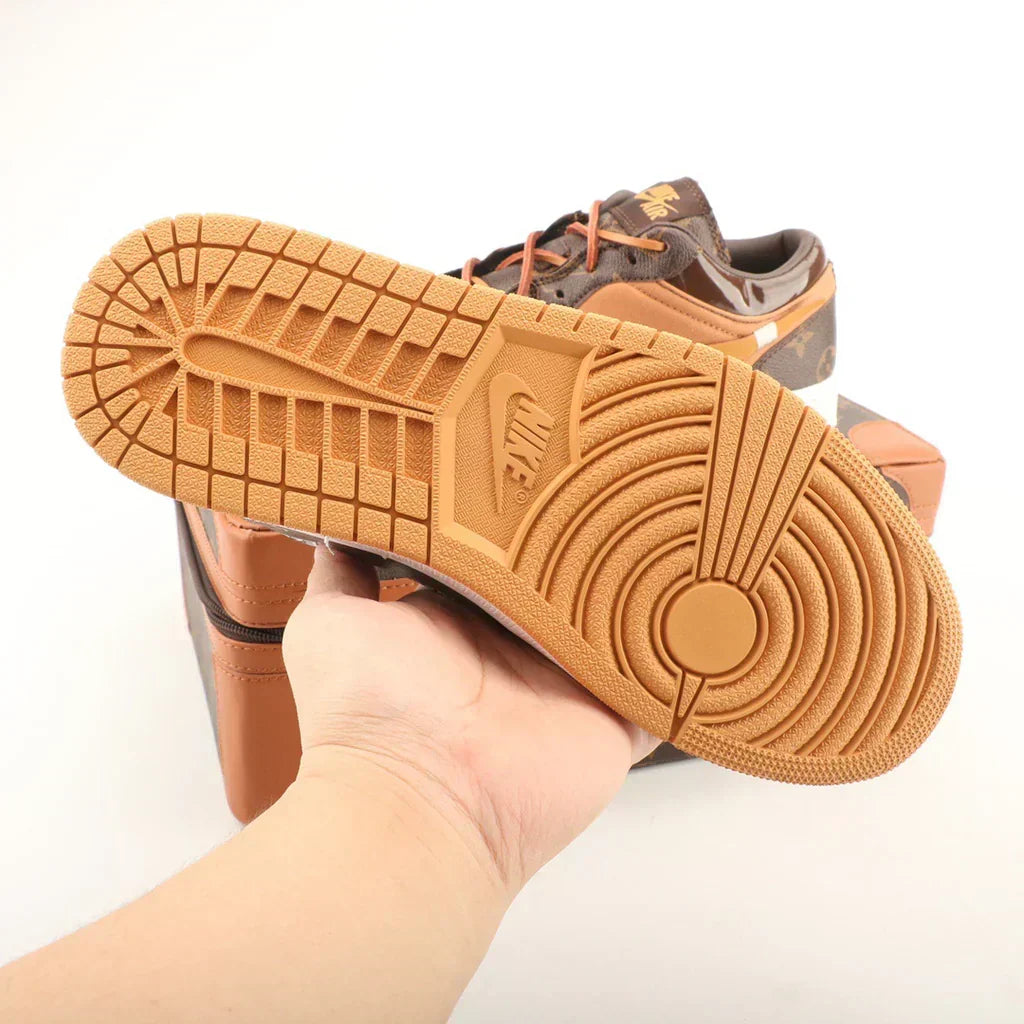 Nike Air Jordan 1 x LV Low Custom – Brown/Gold Monogram