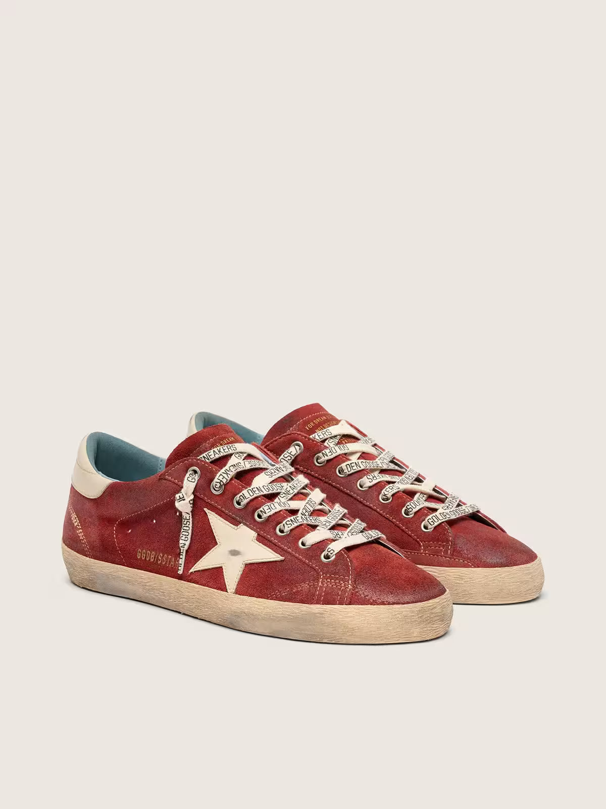 Golden Goose Super-Star in red suede with cream leather star