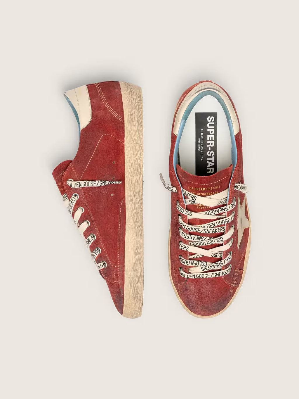 Golden Goose Super-Star in red suede with cream leather star