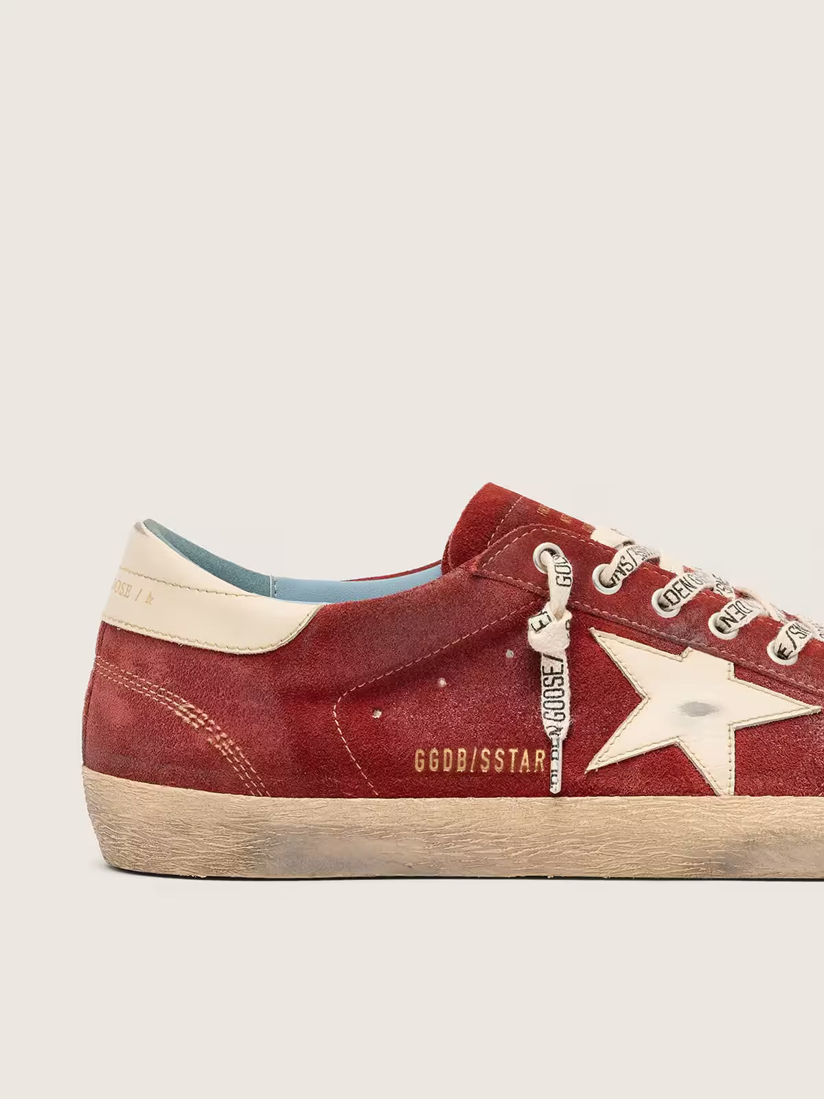 Golden Goose Super-Star in red suede with cream leather star