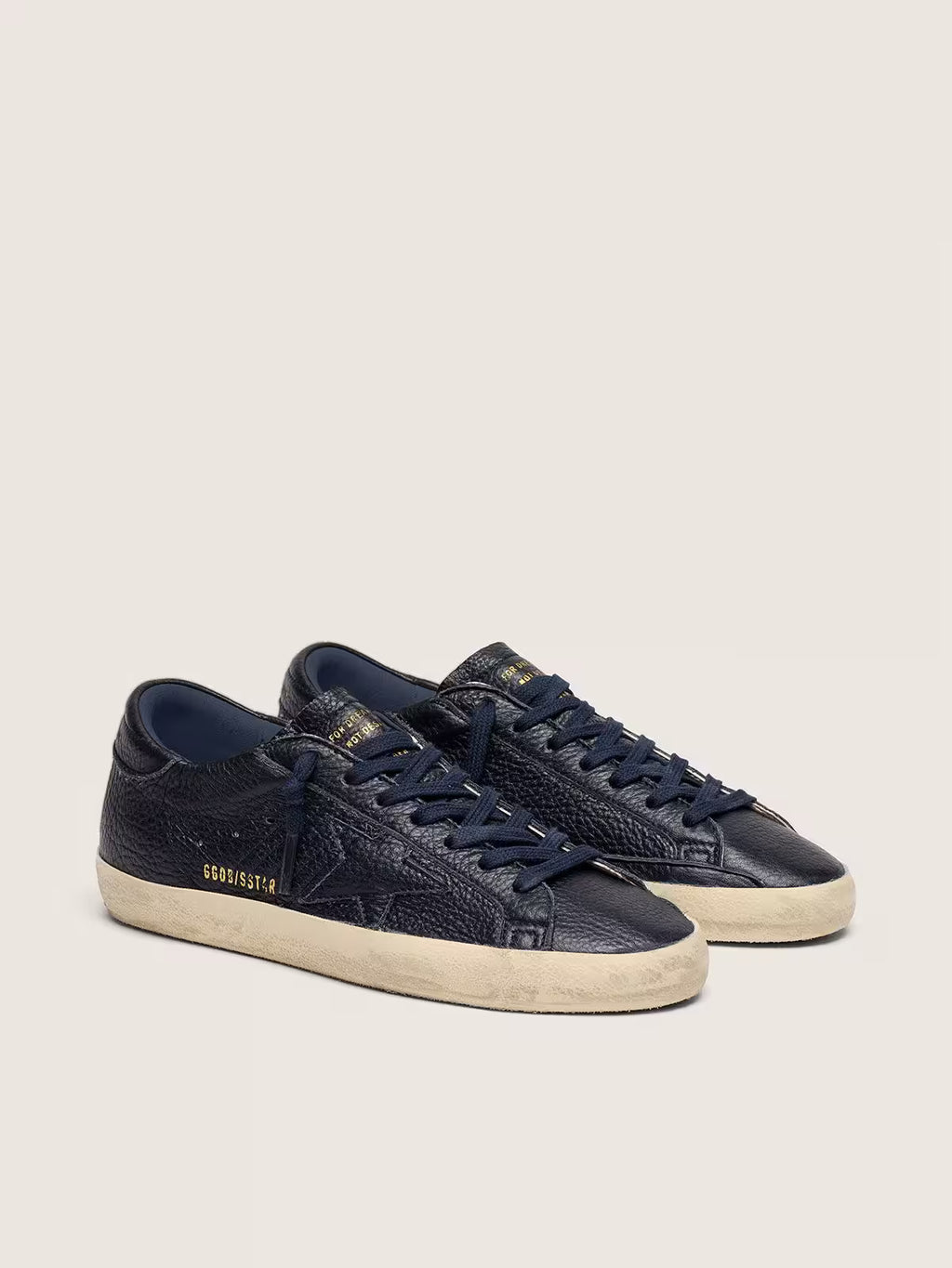 Golden Goose Super-Star in navy-blue leather with tone-on-tone leather star