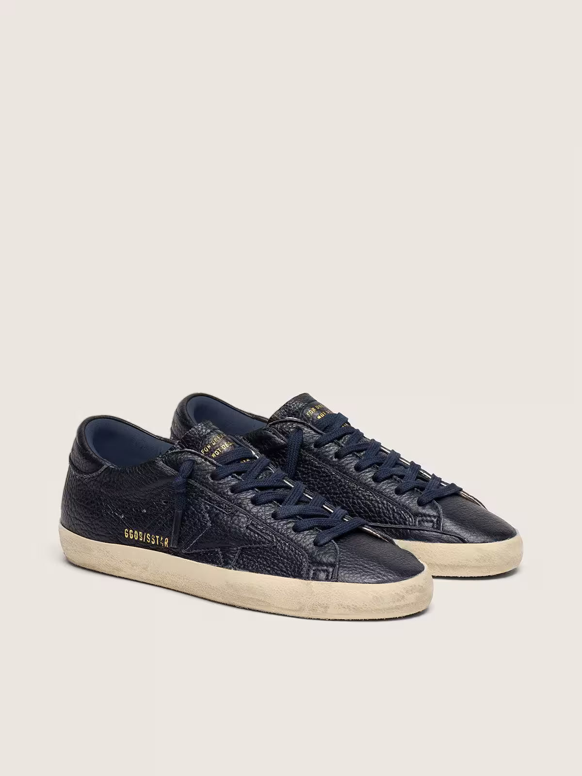 Golden Goose Super-Star in navy-blue leather with tone-on-tone leather star