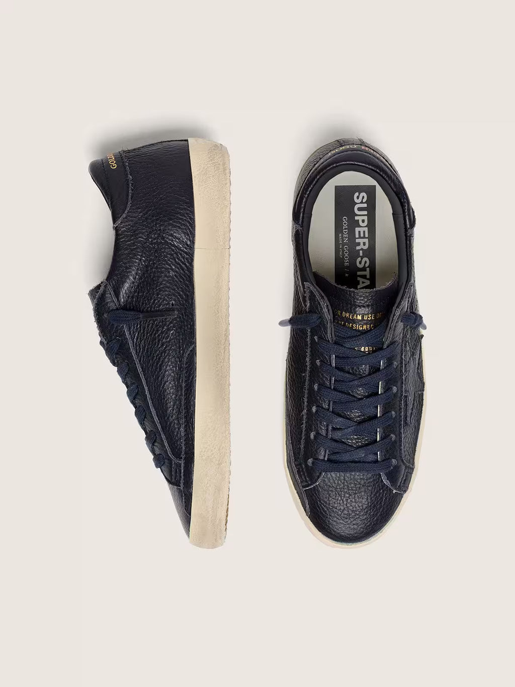 Golden Goose Super-Star in navy-blue leather with tone-on-tone leather star