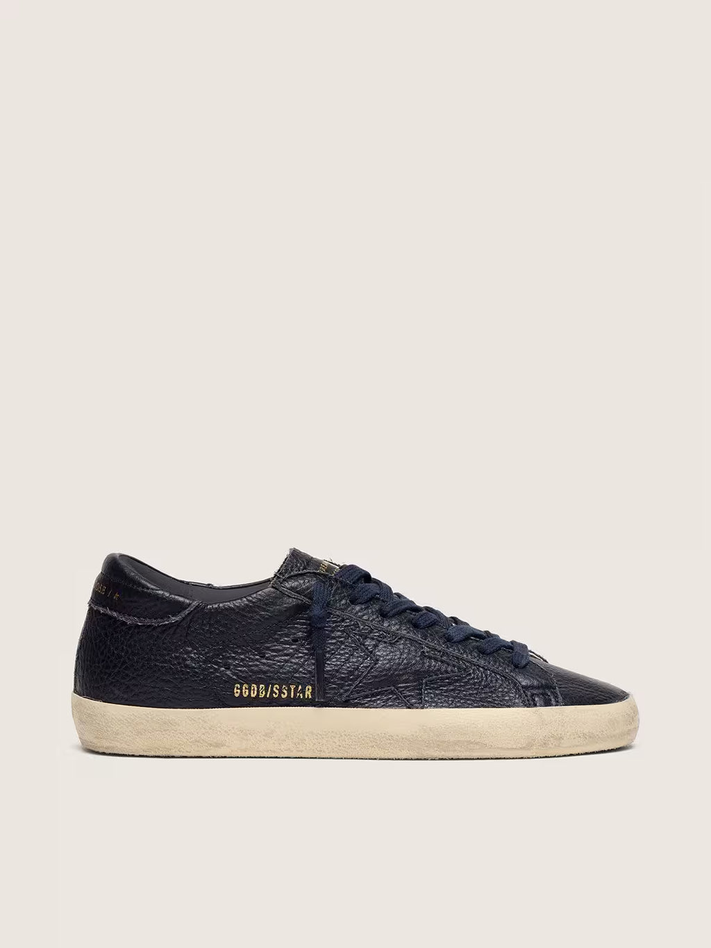Golden Goose Super-Star in navy-blue leather with tone-on-tone leather star