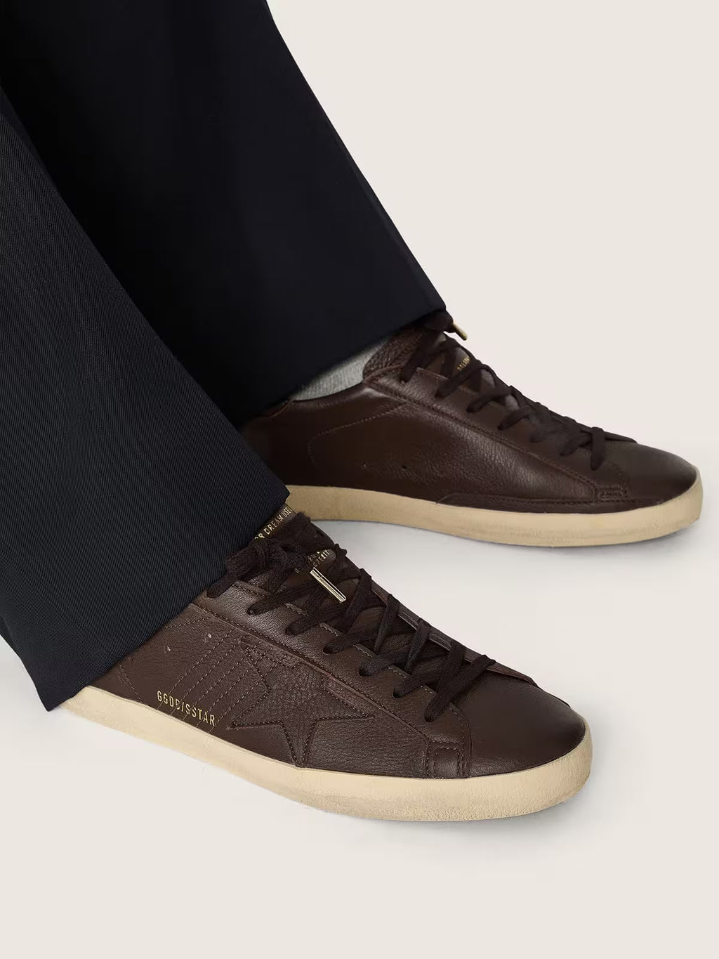 Golden Goose Super-Star in dark brown leather with tone-on-tone leather star