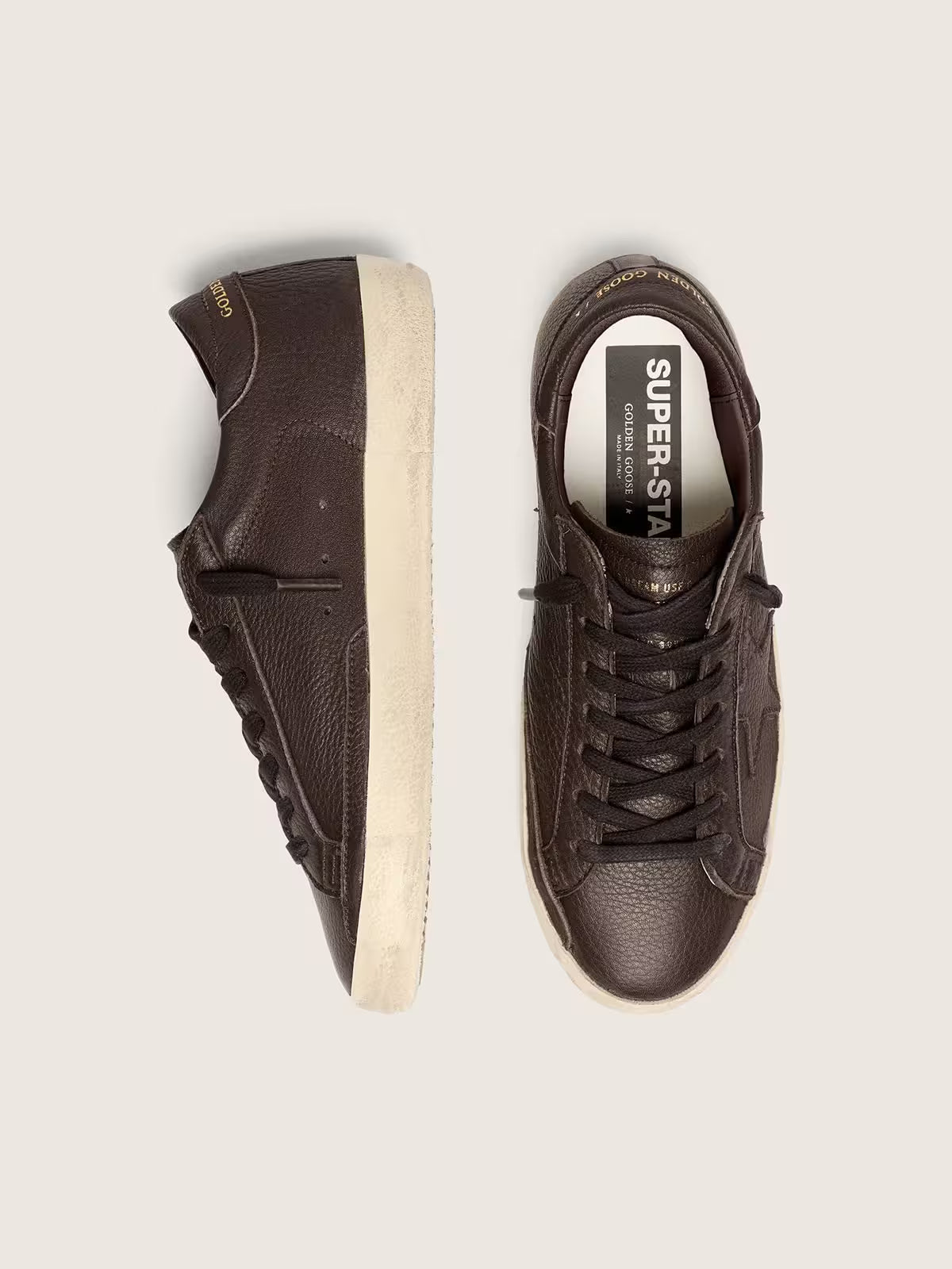 Golden Goose Super-Star in dark brown leather with tone-on-tone leather star