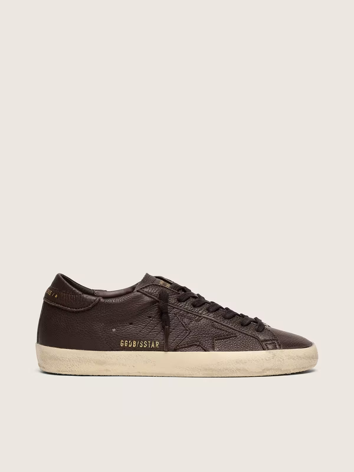 Golden Goose Super-Star in dark brown leather with tone-on-tone leather star