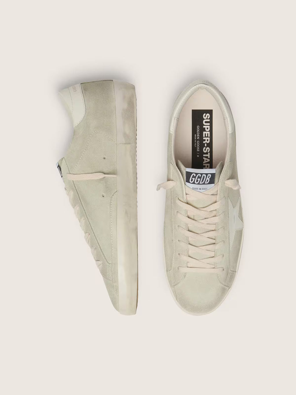 Golden Goose Super-Star in light gray suede with white leather star