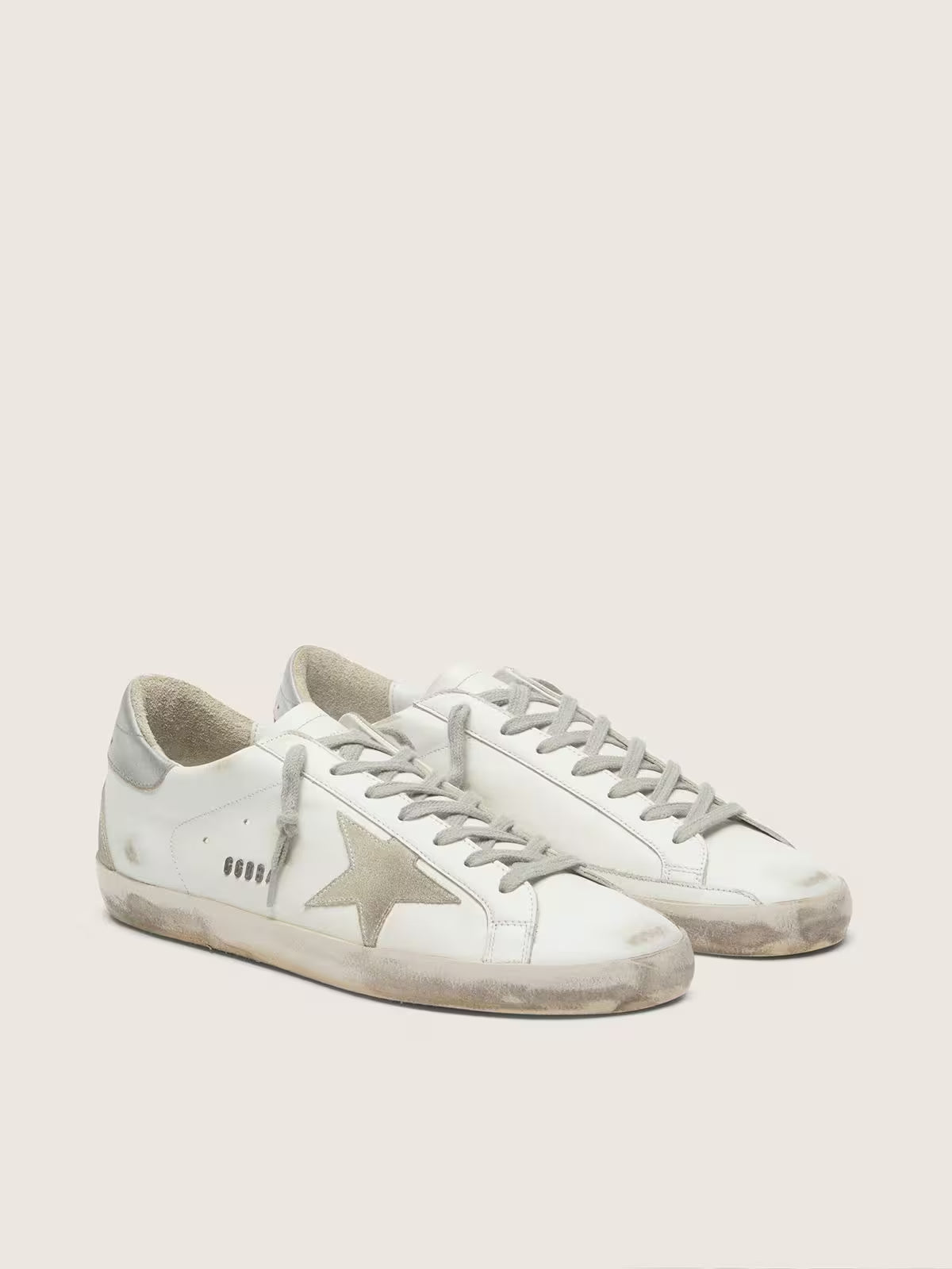 Golden Goose Super-Star with silver heel tab and lettering