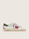 Golden Goose Super-Star with red suede star and green leather heel tab
