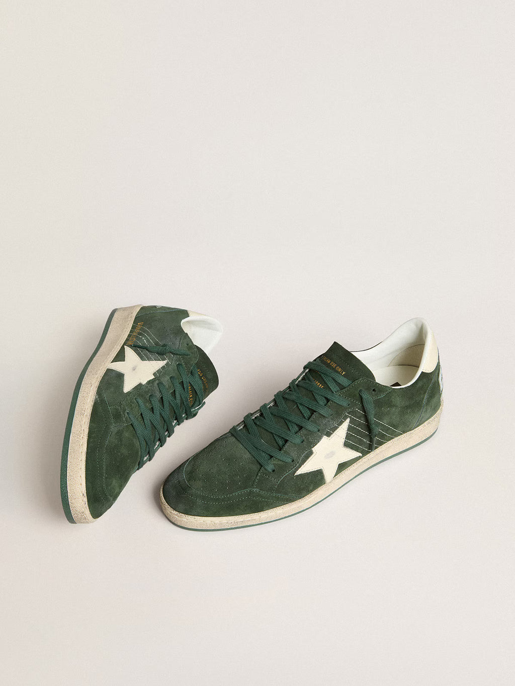 Golden Goose Ball Star in green suede with white leather star and heel tab