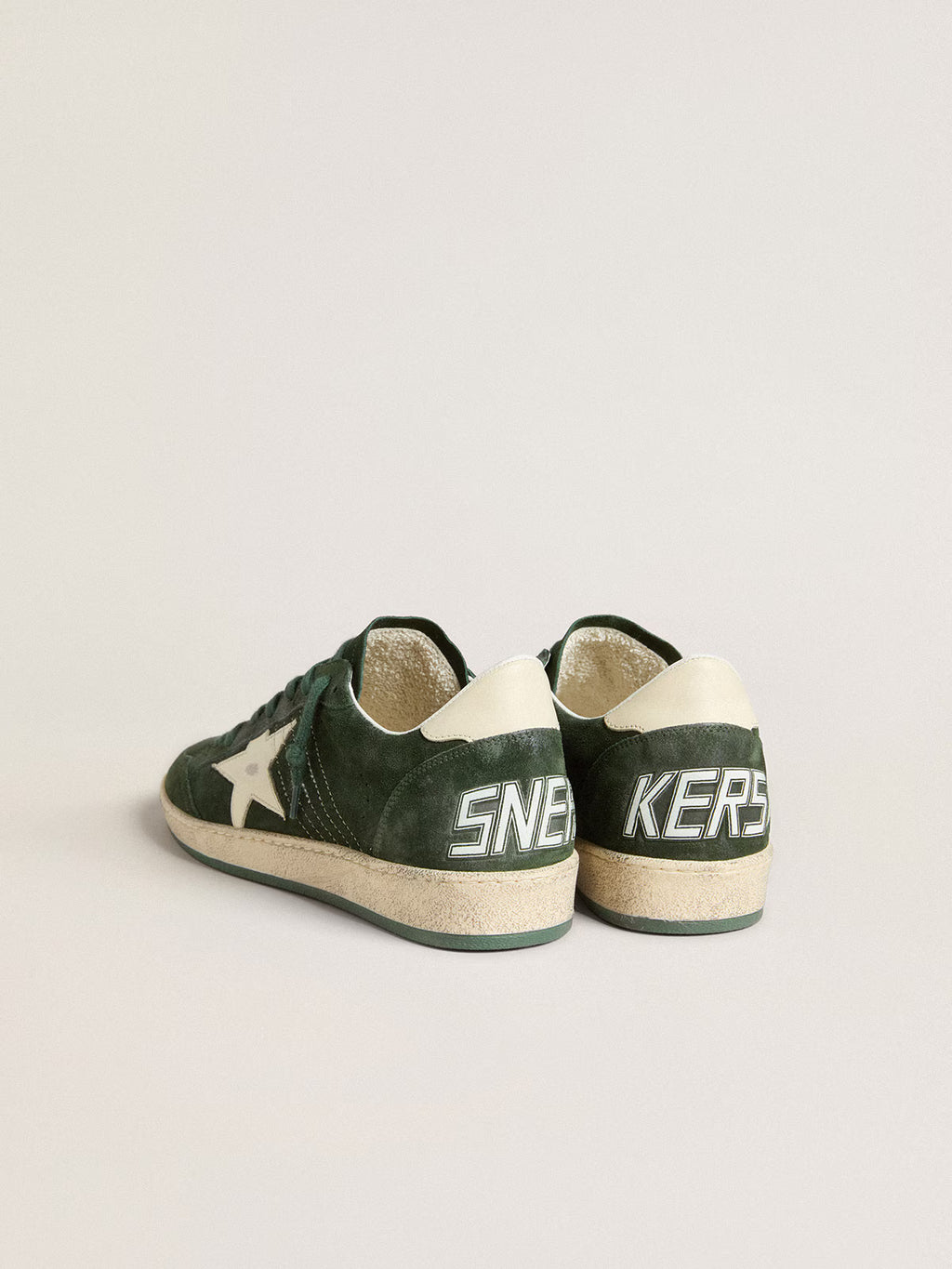 Golden Goose Ball Star in green suede with white leather star and heel tab
