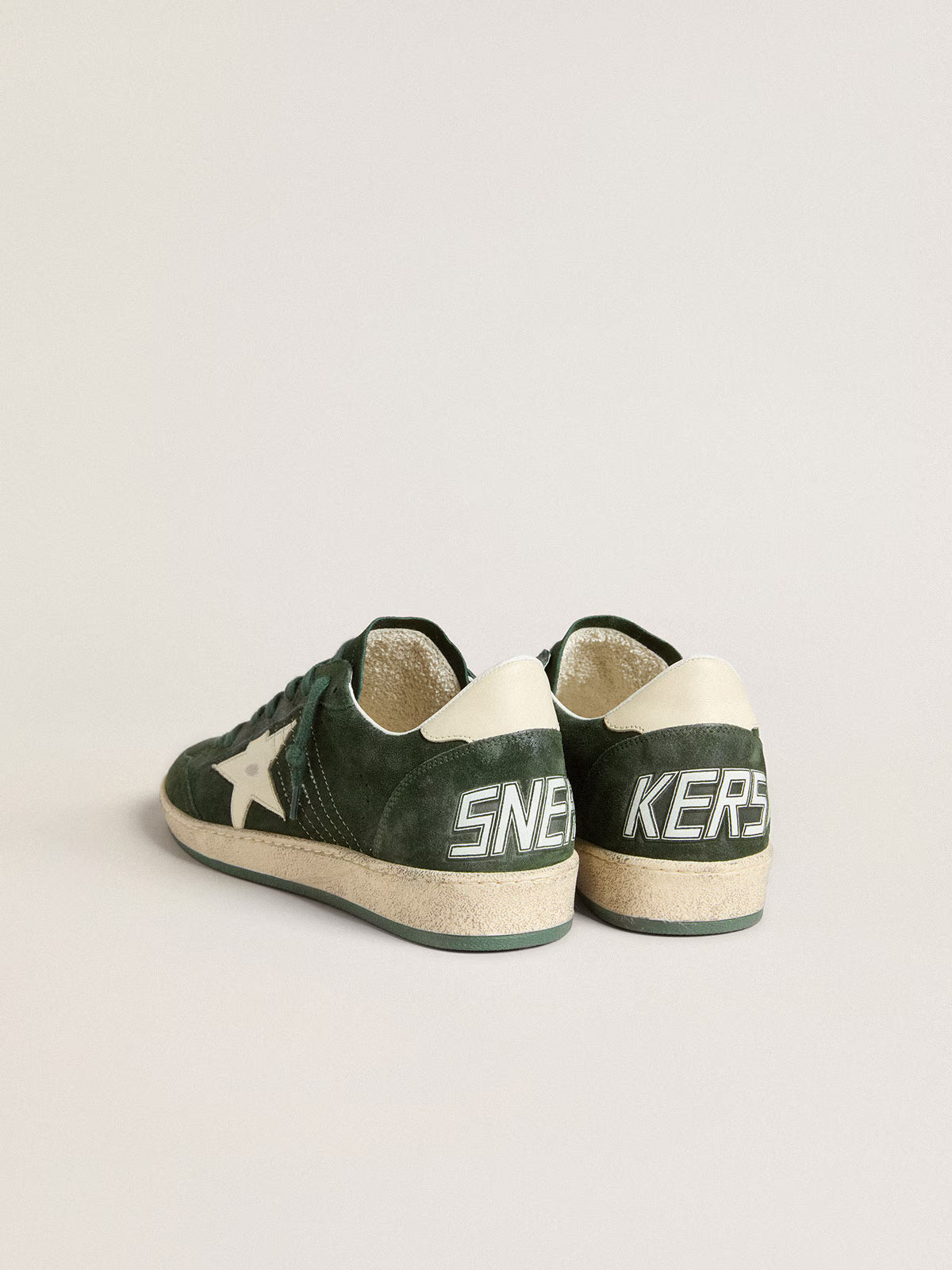 Golden Goose Ball Star in green suede with white leather star and heel tab