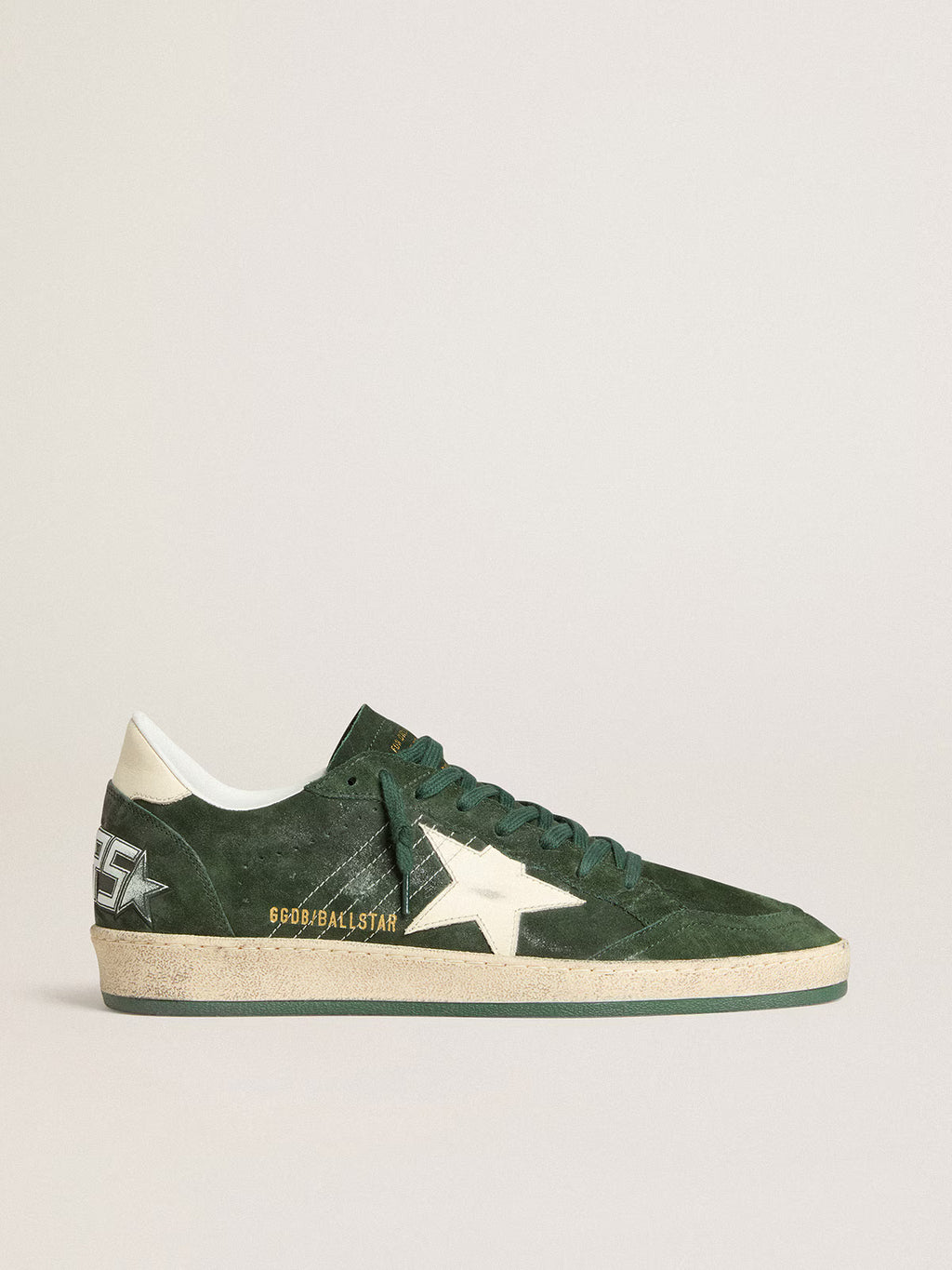 Golden Goose Ball Star in green suede with white leather star and heel tab