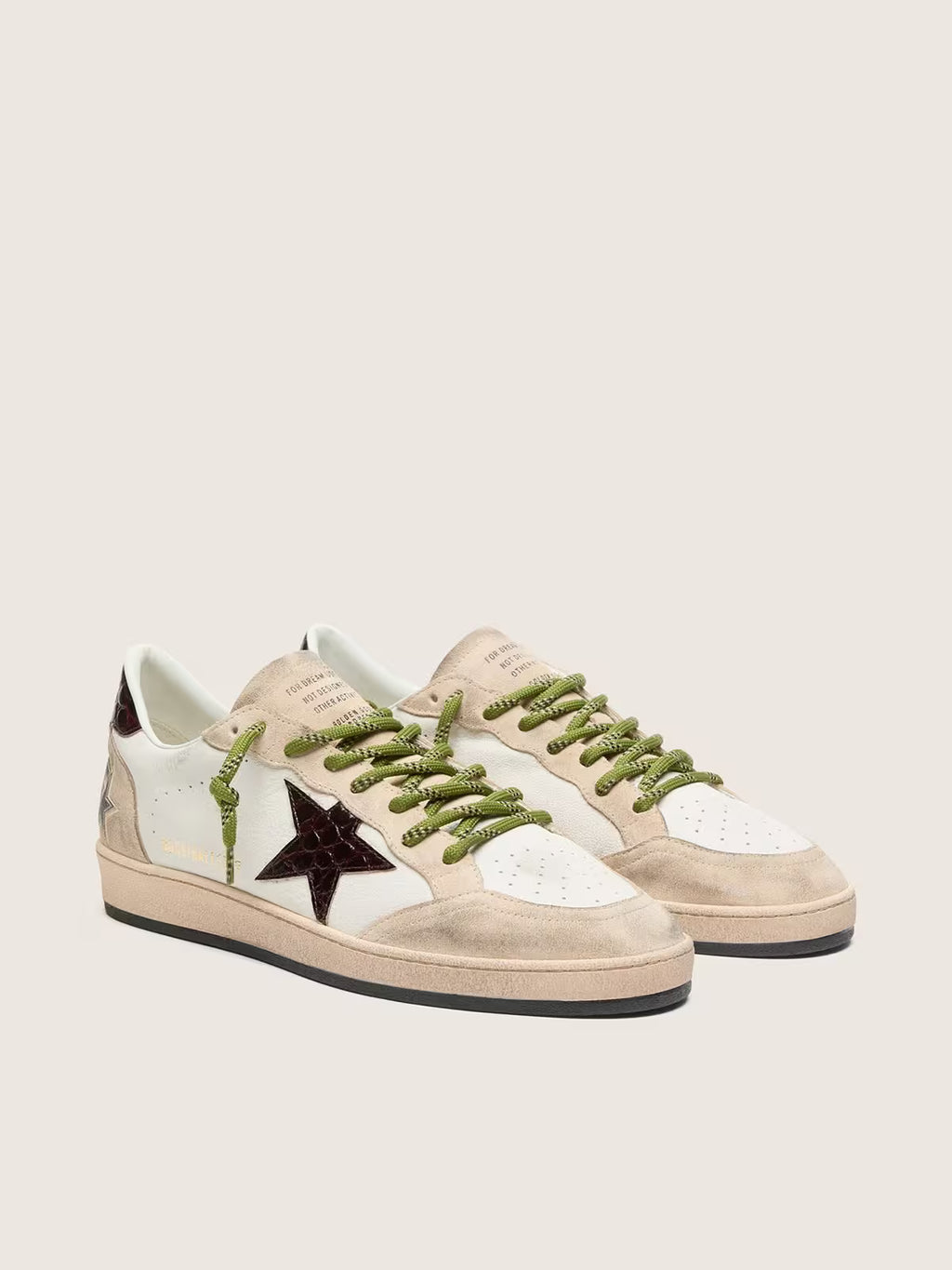Golden Goose Ball Star in white leather with burgundy croc-effect star