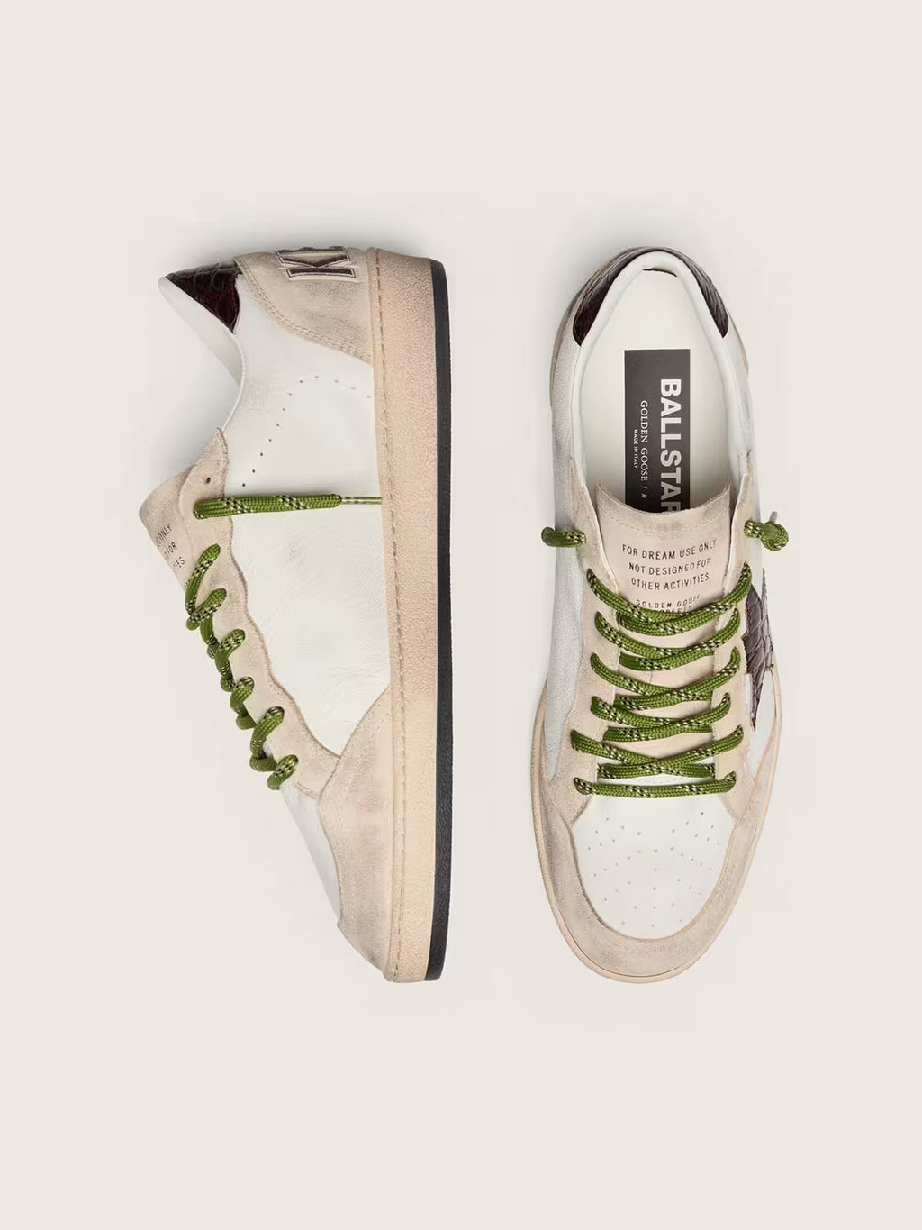 Golden Goose Ball Star in white leather with burgundy croc-effect star
