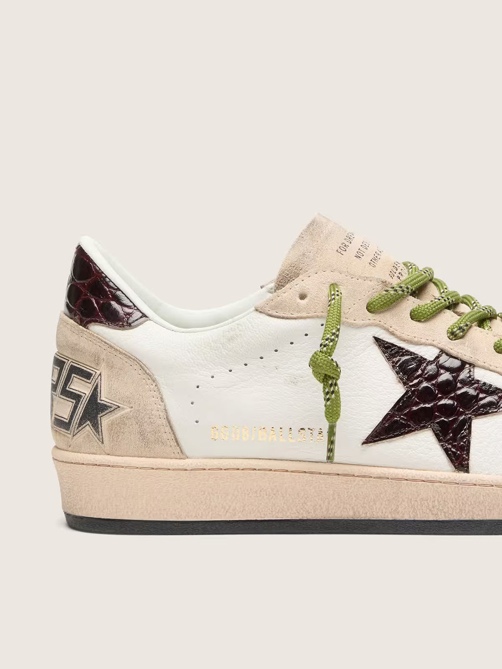 Golden Goose Ball Star in white leather with burgundy croc-effect star