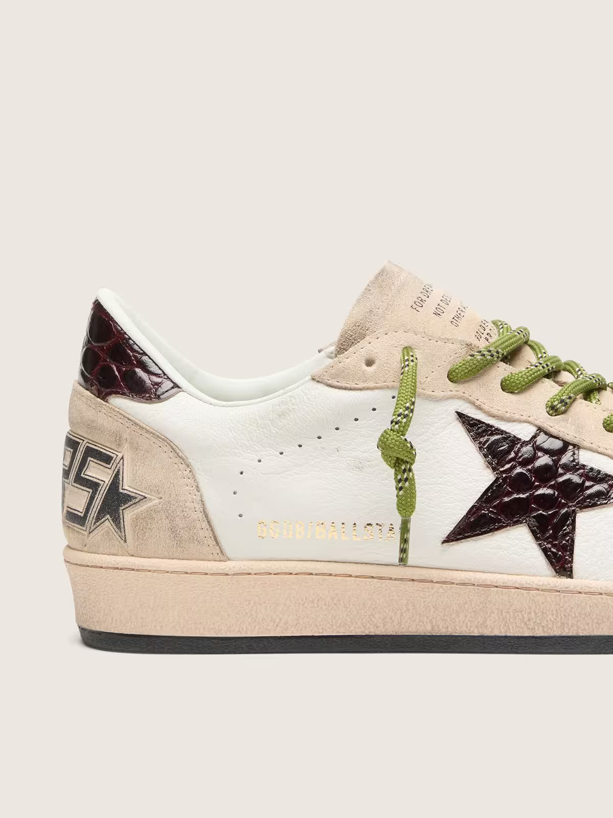 Golden Goose Ball Star in white leather with burgundy croc-effect star