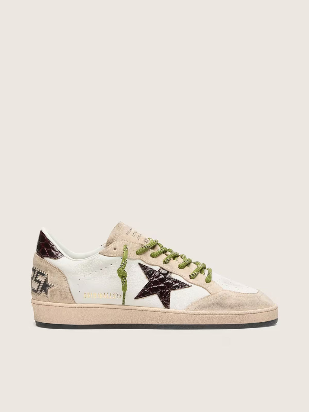 Golden Goose Ball Star in white leather with burgundy croc-effect star