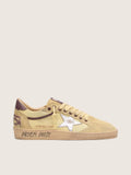 Golden Goose Ball Star in yellow suede with silver star and yellow mesh inserts