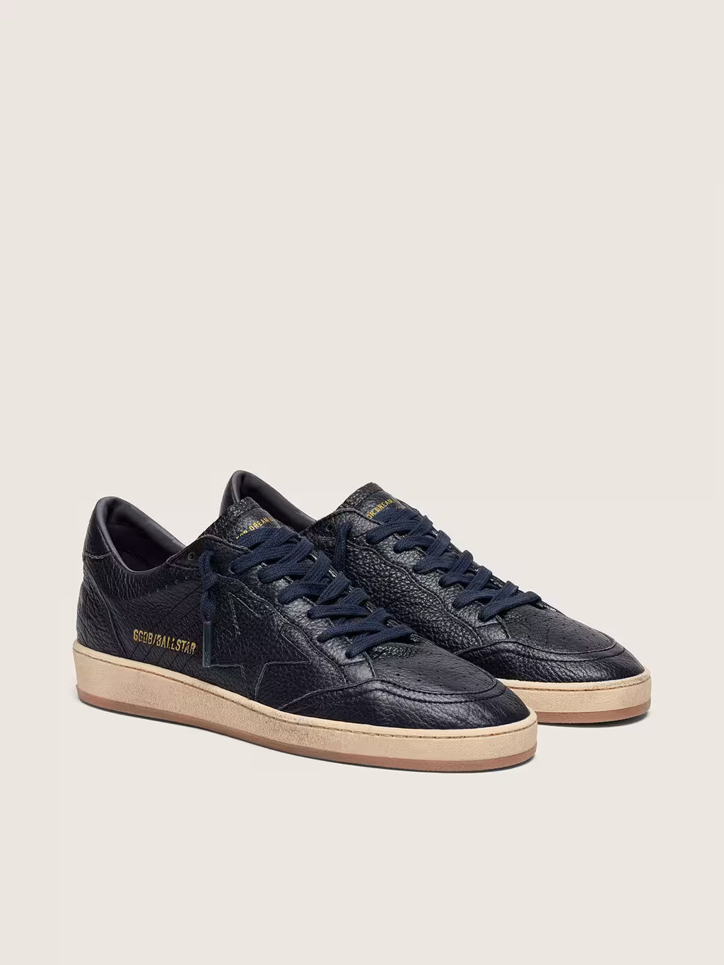 Golden Goose Ball Star in navy-blue leather with tone-on-tone leather star
