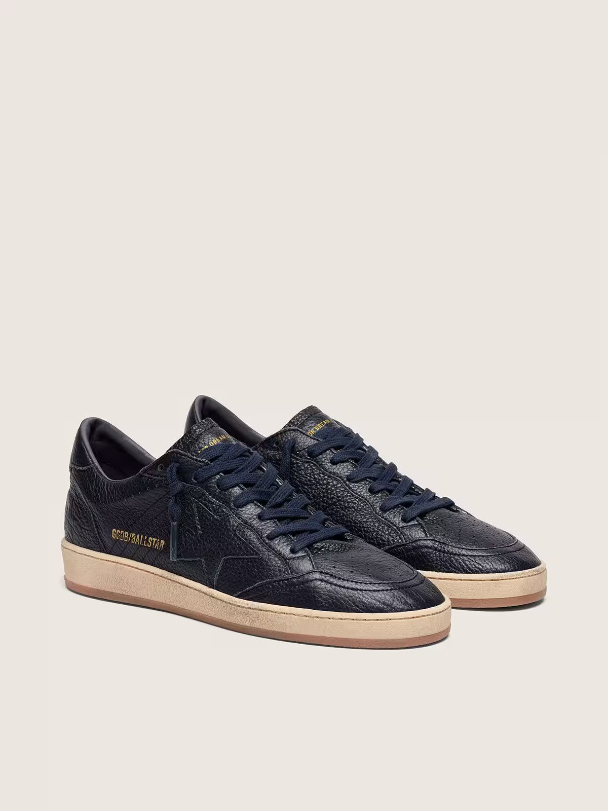 Golden Goose Ball Star in navy-blue leather with tone-on-tone leather star