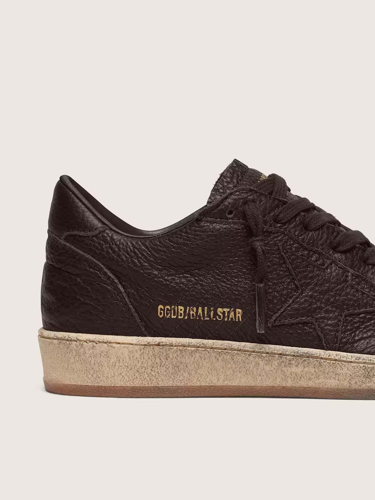 Golden Goose Ball Star in dark brown leather with tone-on-tone leather star
