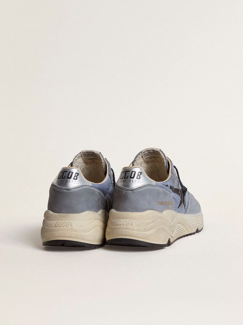 Golden Goose Running Sole in light blue nylon and nubuck with black star