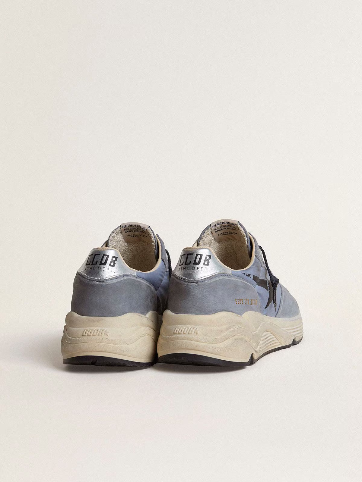 Golden Goose Running Sole in light blue nylon and nubuck with black star