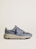 Golden Goose Running Sole in light blue nylon and nubuck with black star