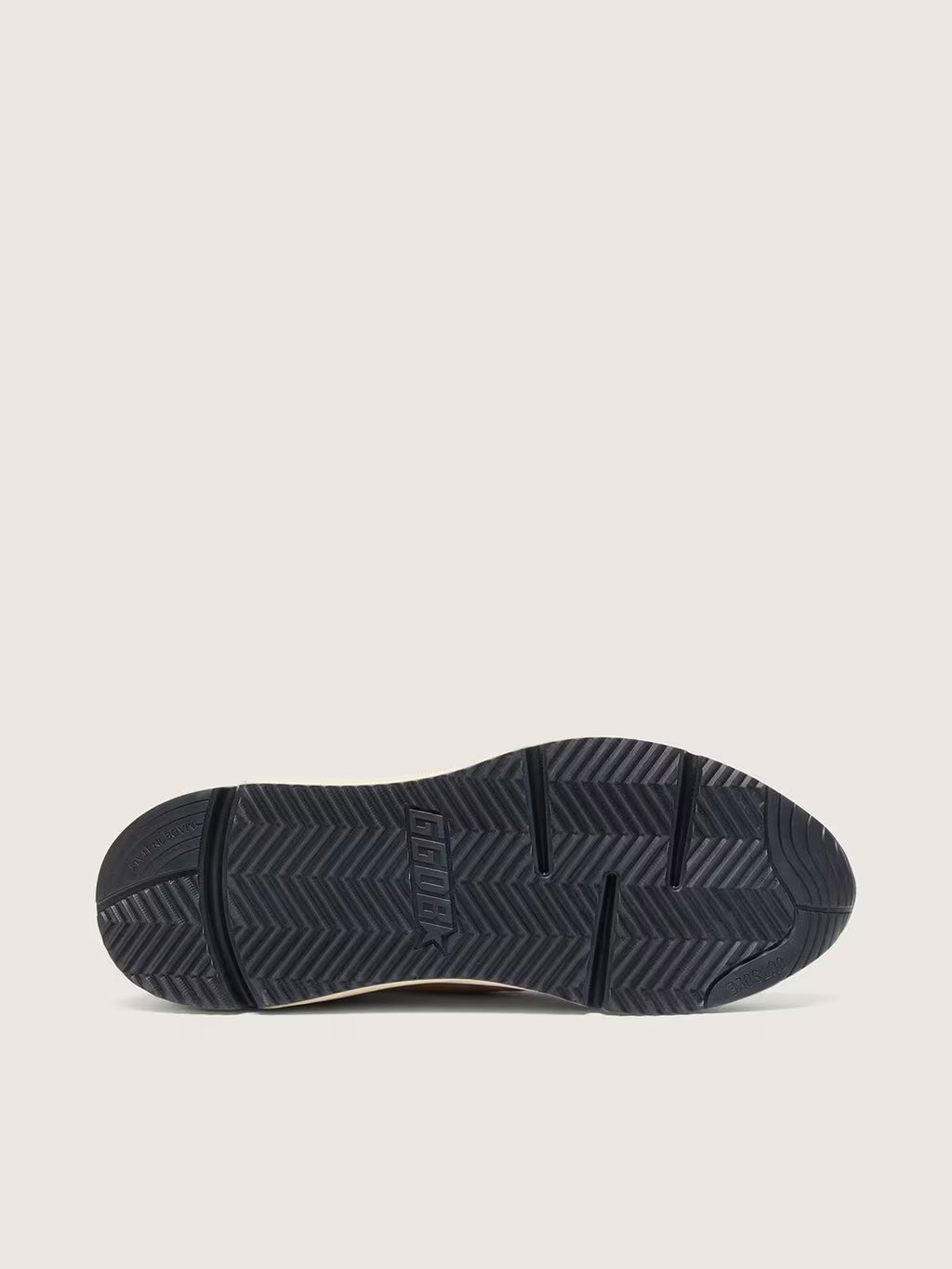 Golden Goose Running Sole in cream nylon and leather with green leather star