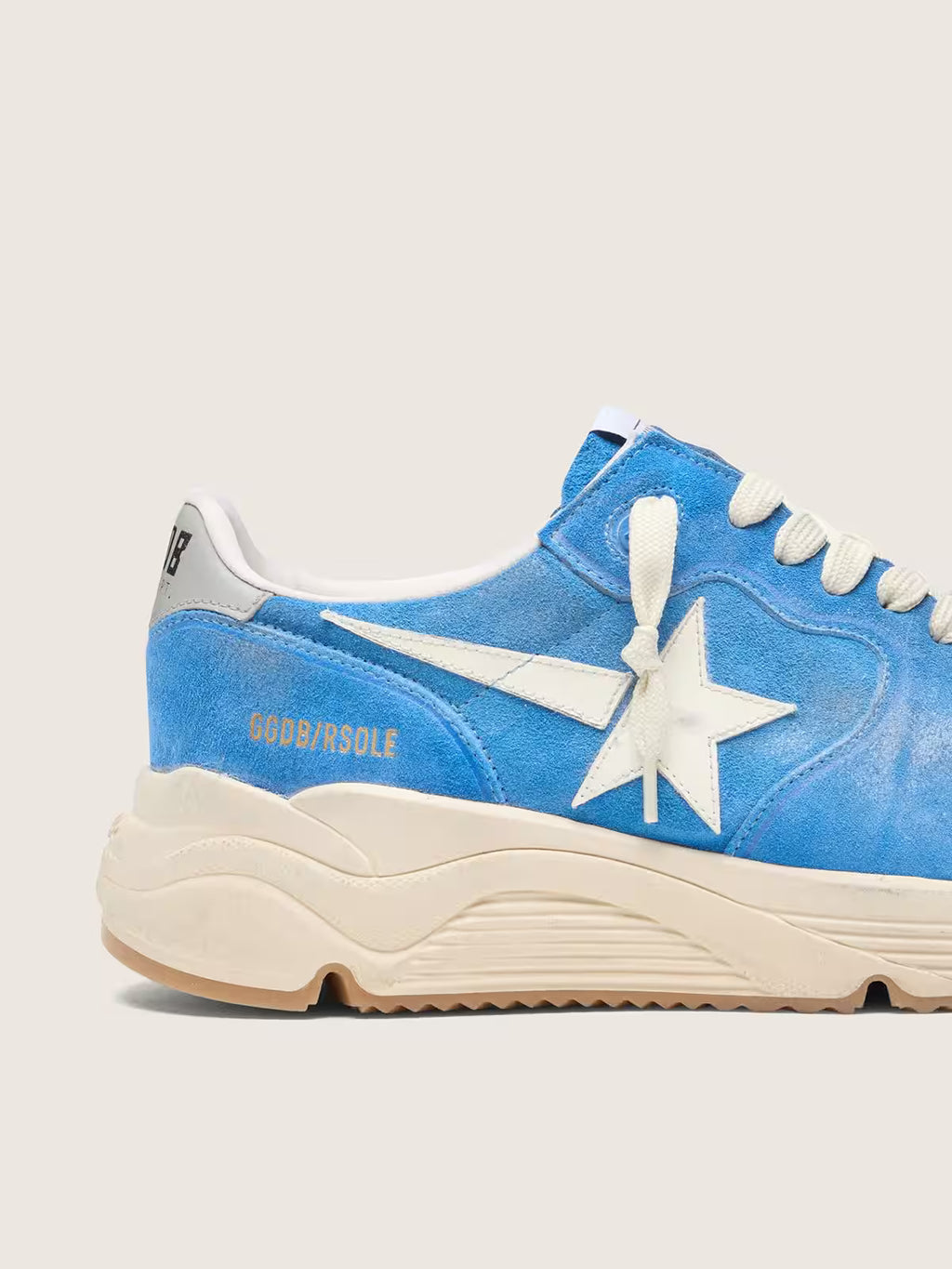 Golden Goose Running Sole in bright blue suede with white star