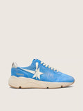 Golden Goose Running Sole in bright blue suede with white star
