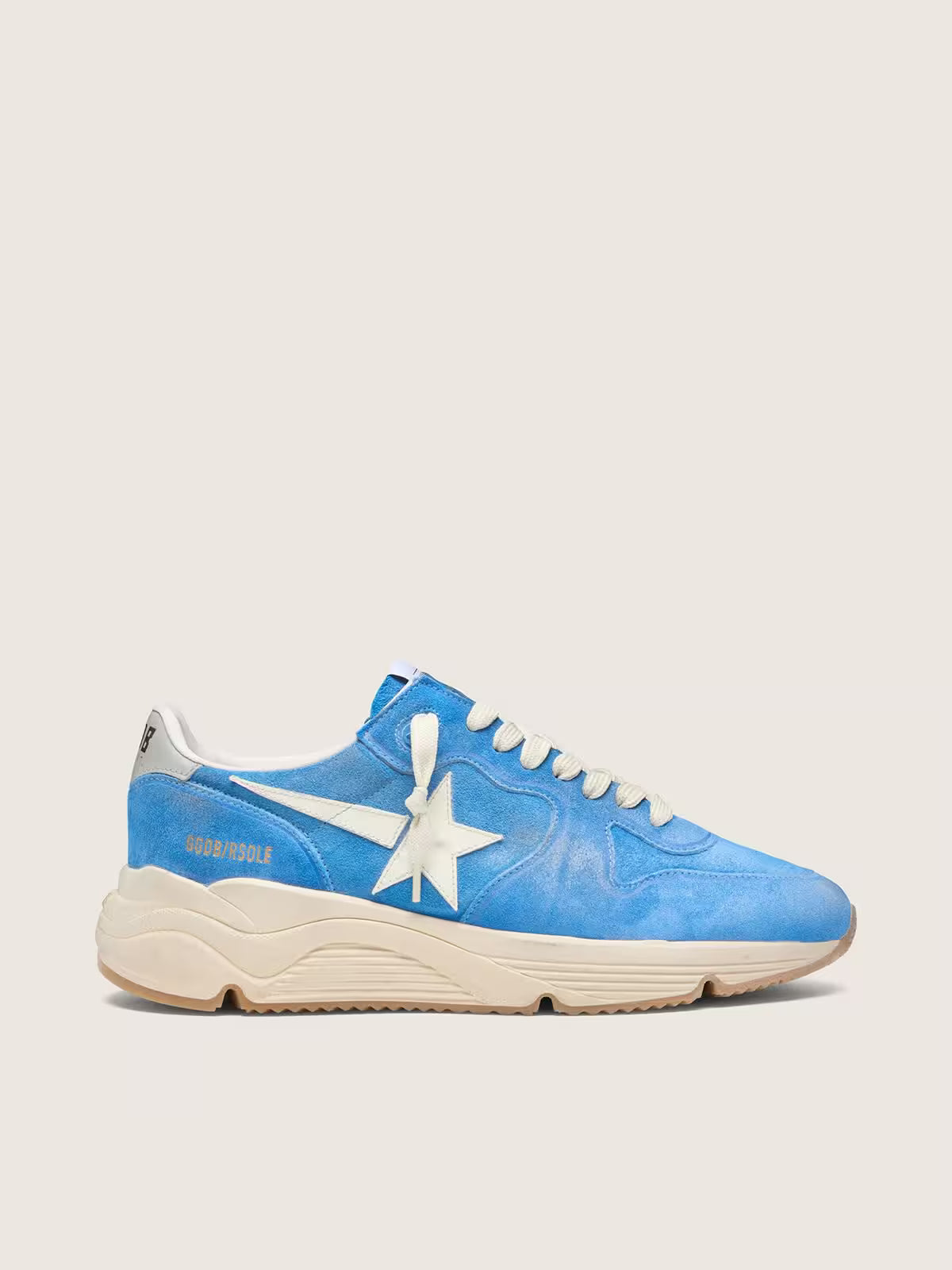 Golden Goose Running Sole in bright blue suede with white star