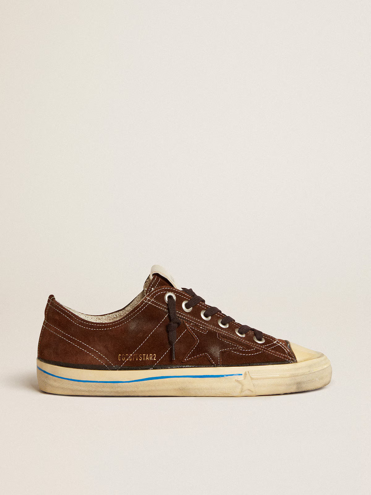 Golden Goose V-Star LTD sneakers in dark brown suede with tone-on-tone star