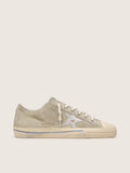 Golden Goose V-Star in dove-gray suede with silver metallic leather star