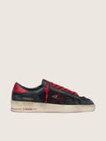 Golden Goose Stardan in black leather with red star and black mesh and red leather inserts