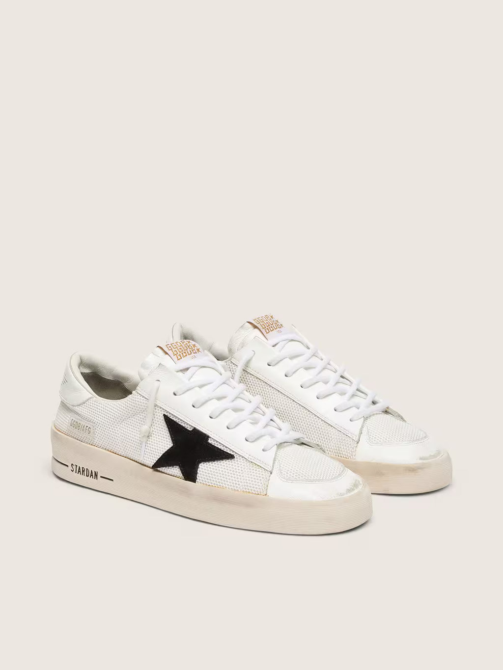 Golden Goose Stardan in white mesh with black suede star
