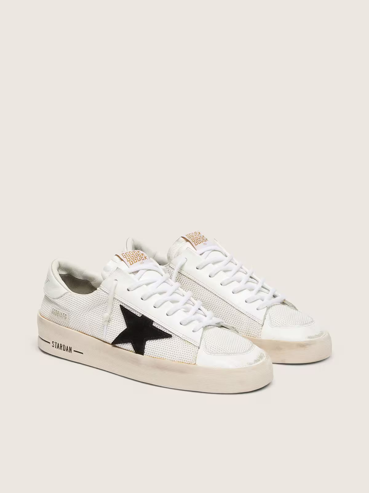 Golden Goose Stardan in white mesh with black suede star