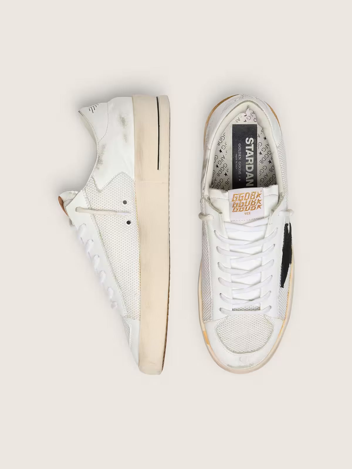 Golden Goose Stardan in white mesh with black suede star