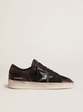 Golden Goose Stardan in brown suede and black mesh with white leather star and nappa leather inserts