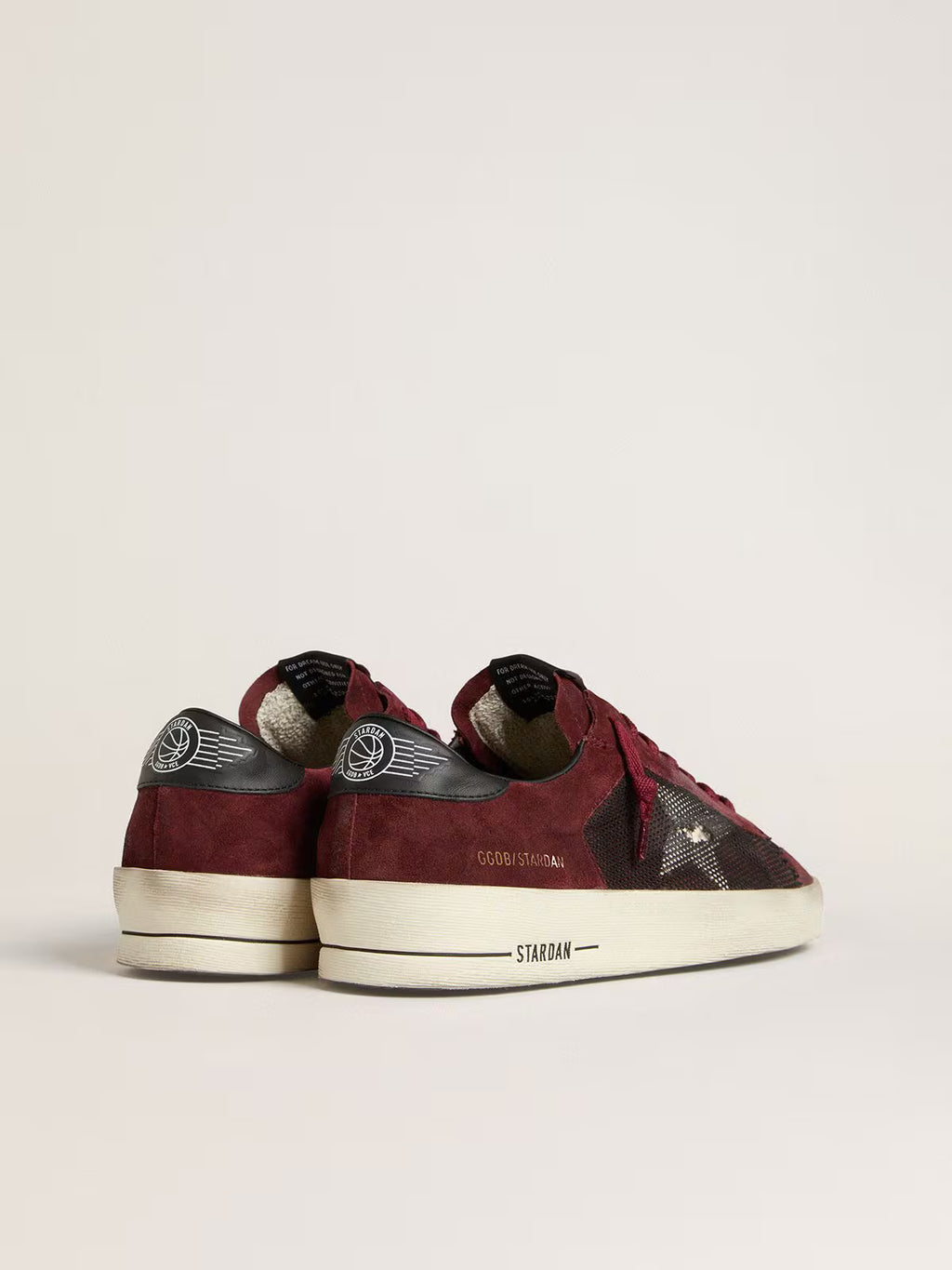 Golden Goose Stardan in black mesh and burgundy suede with white leather star
