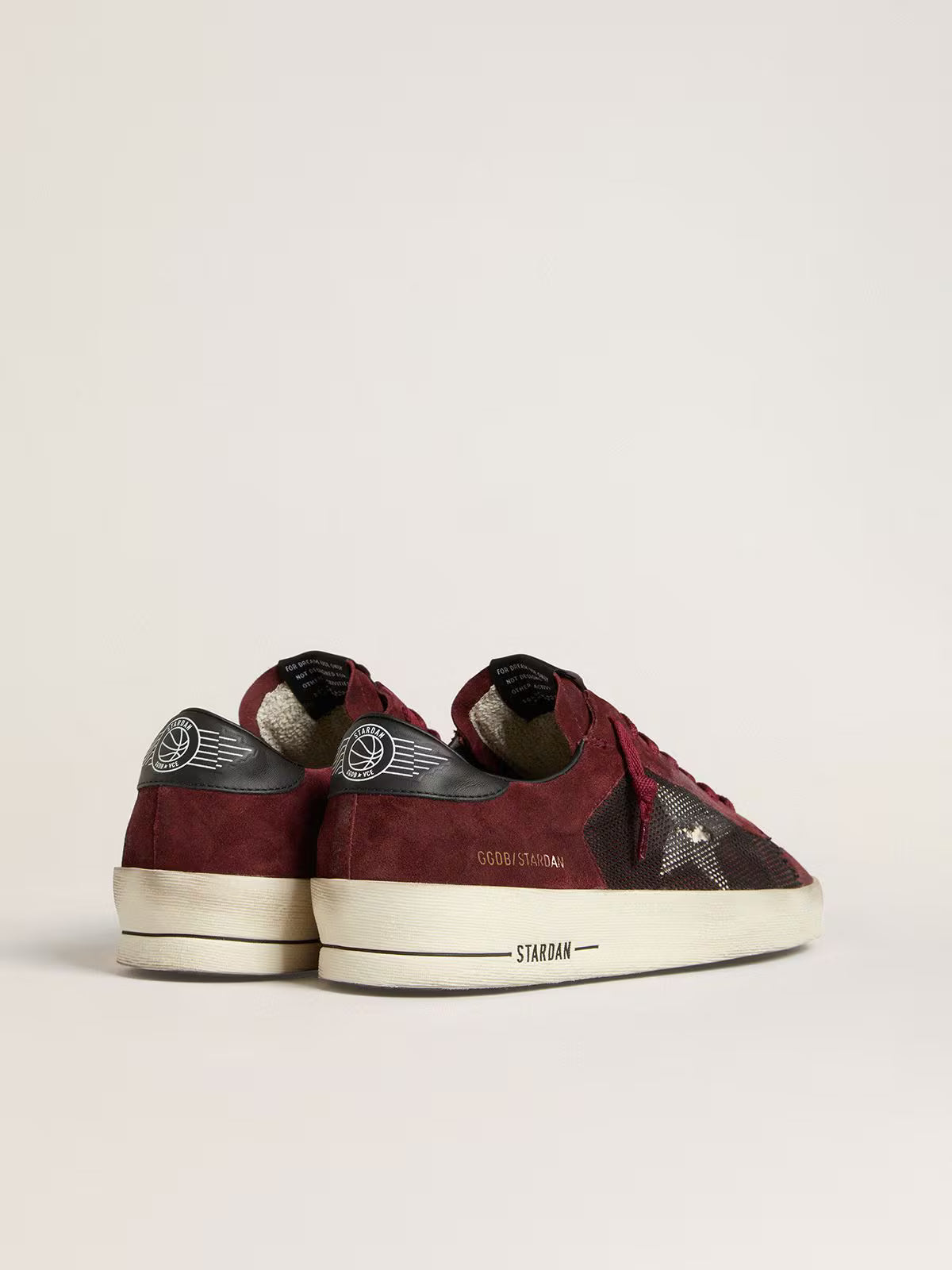 Golden Goose Stardan in black mesh and burgundy suede with white leather star