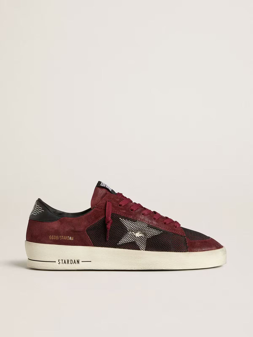 Golden Goose Stardan in black mesh and burgundy suede with white leather star