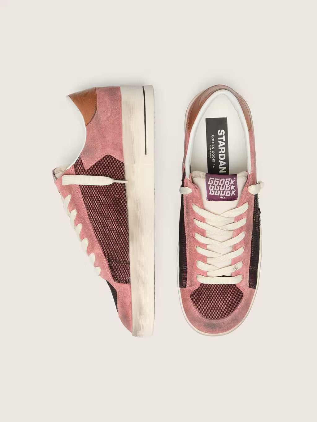 Golden Goose Stardan in pink suede with beige star