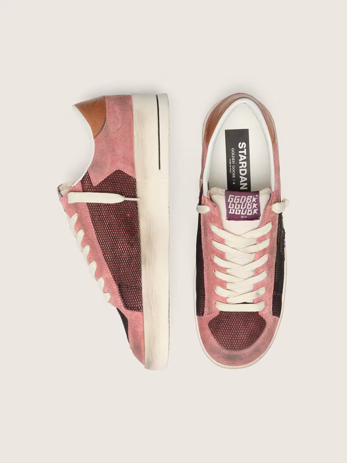 Golden Goose Stardan in pink suede with beige star