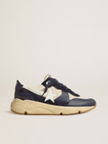 Golden Goose Sole in cream mesh and blue leather with a white leather star